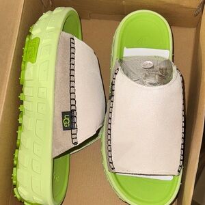 UGG Women's Slide Sandals - Neon Green and Beige